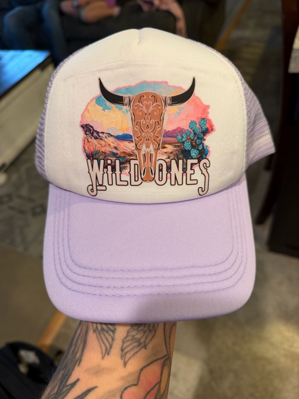 Wild Dones Trucker Hat in Lavender and White